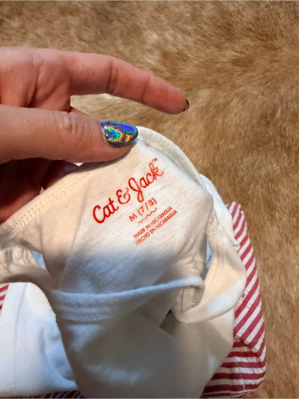 Cat & Jack White Unicorn Tank with Red & White Stripe Shorts